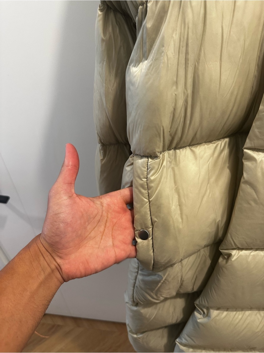 Rick Owens Oversized Puffer Jacket in Light Olive - Picture 2 of 10